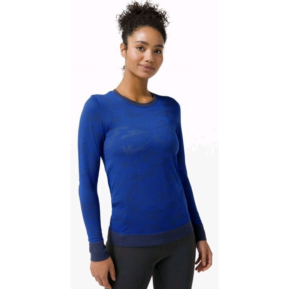 LULULEMON Swiftly Breathe Vented Camo Black Grey Women 10 Active Yoga‎ EUC
